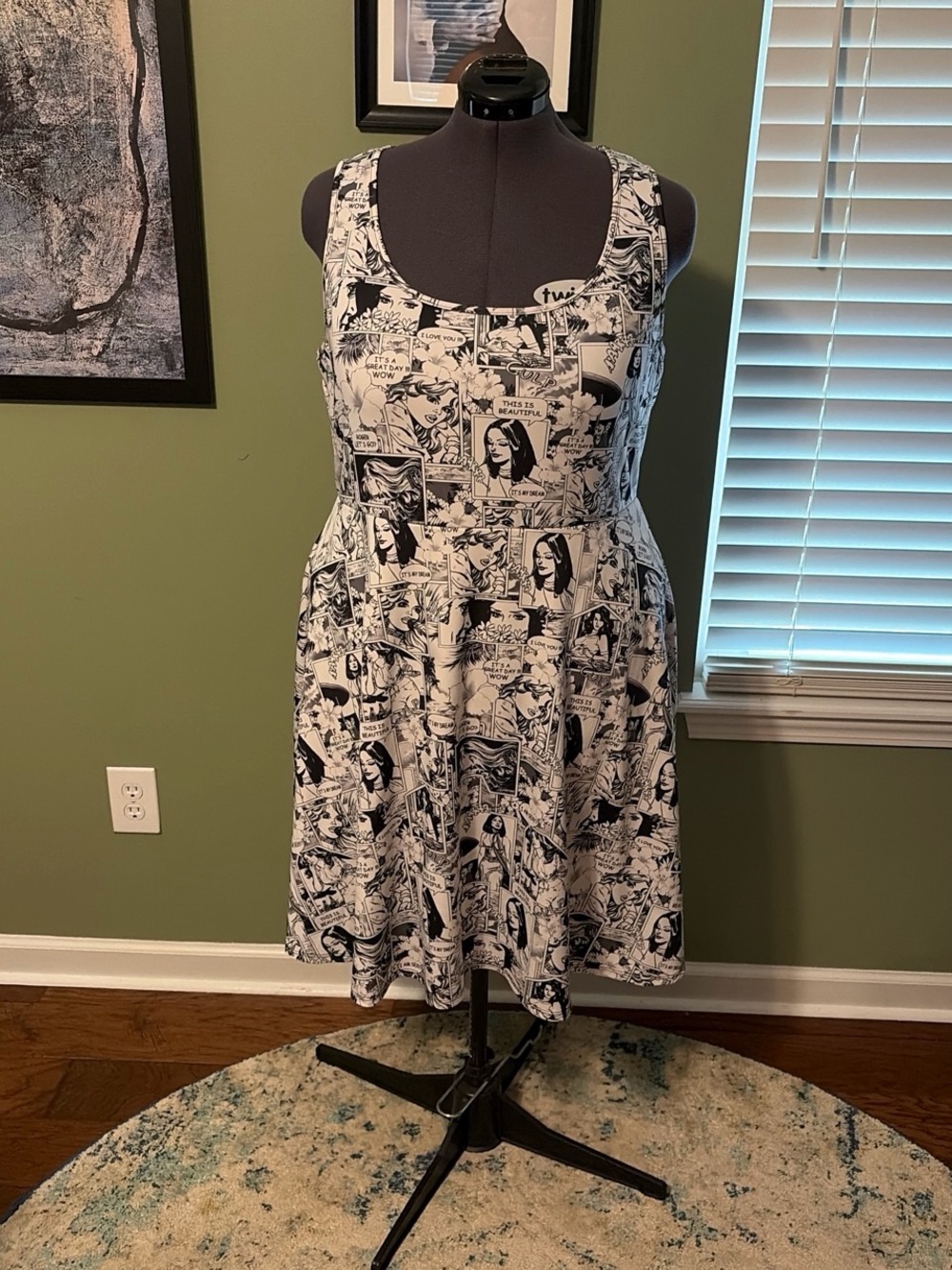 torrid Black and White Comic Print Sleeveless Fit & Flare Dress